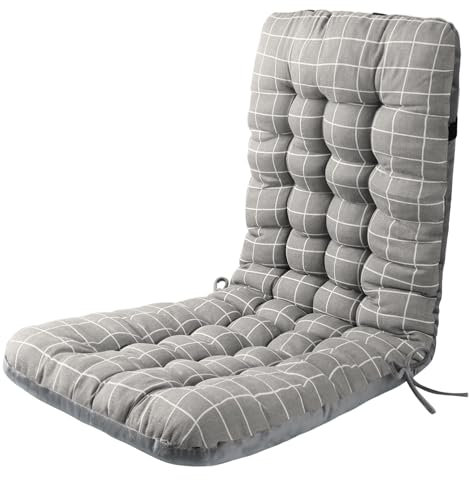 EDIMENS High Back Chair Seat Support Cushion,Recliner Cushions Outdoor Garden Patio Seat Cushion with Backrest Low Back Pain Relief Thick Large Lightweight Patio Seat Pads for Home Office Garden Chair