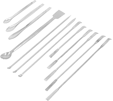 12 Pezzi Strumento Cucchiaio Spatola Reagente Spatola Laboratorio in Acciaio Inossidabile con Sacchetto di Stoffa Kit Set Cucchiaio Laboratorio per Esperimento