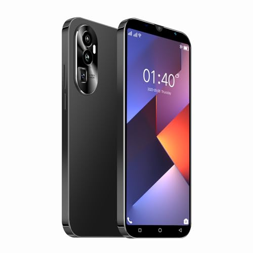 QrZrQ Smartphones Bon marché, 5,0 Pouces, Double Carte Double Caméra, Quad Core, ROM 16GB 【Extensible à 128GB】, Support GPS/WiFi/Bluetooth/FM, Téléphone déverrouillé par Le visag (Rino10-Black)