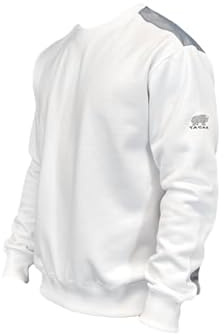 Sweat de Travail à Col Rond - Vetement de Travail avec Bandes Renforcées - Sweatshirt Peintres - Pull de Travail Blanc (FR/ES, Alpha/Lettres, L, Taille Normale, Taille Normale, Blanc)