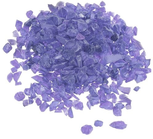 sourcing map Ghiaia decorativa in vetro, 3-6 mm, 450 g, pietra irregolare di sabbia di roccia, viola, per acquario, piante decorazione