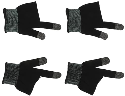 WOONEKY Spielhandschuhe 2 Paar mit Kohlefaser Fingerschutz, Dünn | Schwarz, Leichte Passform aus Heizgarn und Spandex, für Präzise Eingaben dem Display