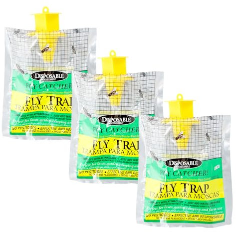 Trampa para Moscas, 3 Piezas Bolsa Atrapa Moscas Exterior, Atrapa Moscas Desechable, Trampas Moscas para Colgar para El Hogar y El Jardín, Capturadores de Insectos para Granjas y Huertos