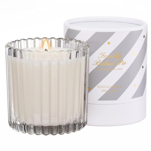 M&SENSE Duftkerzen Frisch gebackener Kuchen ungiftige Kerzen im Glas 260g natürliches sauberes Brennen Weihnachtskerze bis zu 60 Std Weihnachtsgeschenke für Küchendekoration MSSD0205 FreshBakedPie