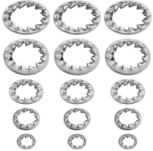 VGOL 150 Pièces Rondelles Blocage Dentées Internes Anti-vibrations Base Boulon Acier Inoxydable 304 DIN6798J Réparation Meubles Construction Extérieure Entretien électrique (M4/M6/M8/M10/M12)