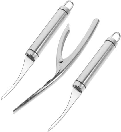 OKUMEYR 3 Pezzi Taglialenza per Gamberi Utensili Sbucciatori Acciaio Inossidabile Pulitori Anti Ruggine Compatto Cucina