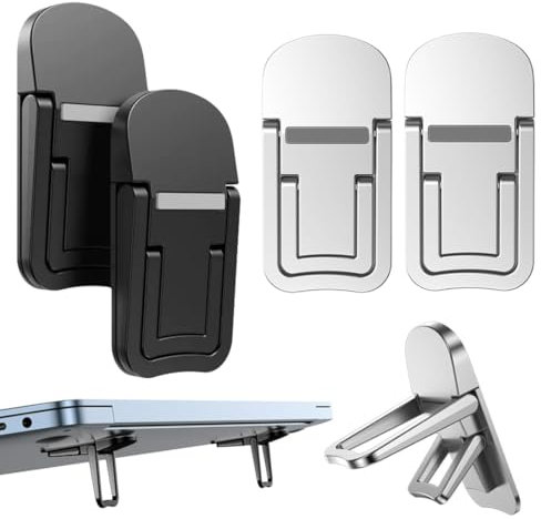 SGERUFZ 4 pezzi Mini Supporto per Laptop, PC Portatile Pieghevole, Mini Invisibile, Raffreddamento del Laptop, Antiscivolo in Silicone, Accessori PC, Rialzo PC Portatile, Tastiera PC (nero, argento)