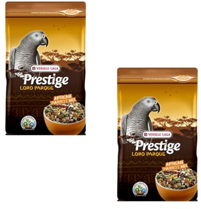 Versele-Laga Prestige Loro-Parque African Parrot Mix | Paquete Doble | 2 x 1 kg | Mezcla de Semillas para Loros africanos | con gránulos extrusionados VAM | Vitaminas & minerales