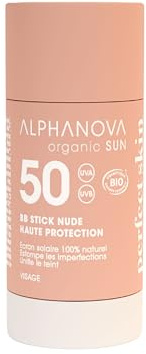 ALPHANOVA SANTE - BB Stick Nude PERFECT SKIN SPF50+ ORGANIC SUN SENSITIVE - certifié Bio - naturel - écoresponsable - 15ml