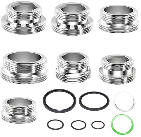 Lot de 7 Adaptateur Robinet Tuyau avec Joints, à Double Embout Fileté Extérieur, pour Accessoires de Robinet de Cuisine et Tuyau d'arrosage