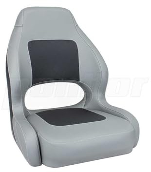 PONTTOR Bootssitz/Bootsstuhl/Steuerstuhl FILS, Vinyl Haptik ähnlich Stoff, Diamant im Sitzmittelteil, für Boot Yacht (staubgrau-schwarz)