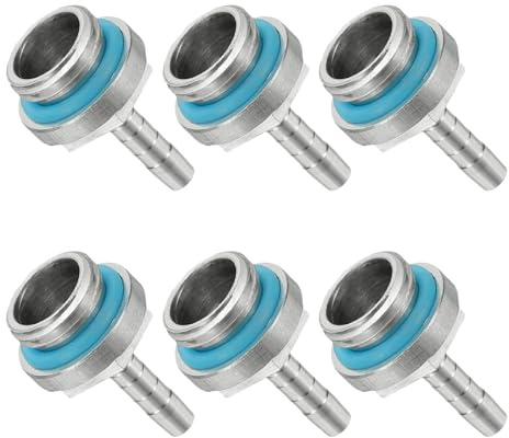 PATIKIL G1/4 x 4mm Hose Barb Fitting Adapter, 6PCS Male Aluminum Pipe Fittings Soft Tube Barb Reducer Connector for PC Computer Water Cooling System 3-3.5mm Hose, Silver