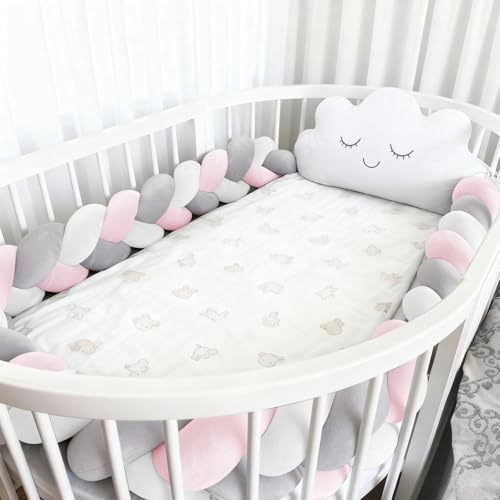PTKG Anticaduta per La Decorazione della Stanza,Cuscino Intrecciato,Paracolpi Lettino Treccia,per Lettino per Bambini,Paracolpi Sponda,Sponde Anticaduta,K7,150CM