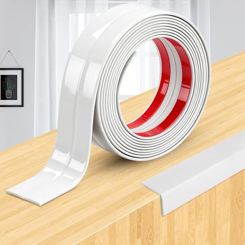 sturiz Dekorlister, självhäftande vinkelprofil hörnlist, självhäftande vinkellist vit 2 cm x 4 m, kantskydd vägg, vinkelprofil plast, mjuk sockellist för väggskydd, hörnskydd