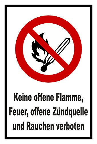 Melis-Folienwerkstatt Schild Feuer Zündquellen Rauchen verboten - P003 – 30x20 cm – Aufkleber – mehrere Größen/Materialien