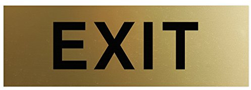 All Quality Basic Exit Wall or Door Sign - Simple & Clear To Ensure Safety | Easy to Install - Brushed Gold - Large (1 Pack)