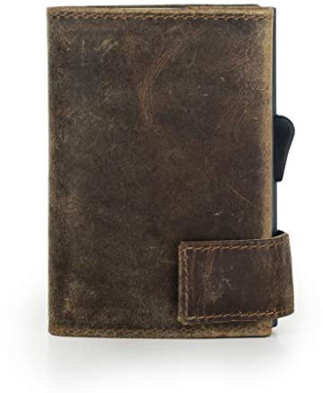 SecWal Kartenetui mit Münzfach Druckknopf (Braun Hunter)