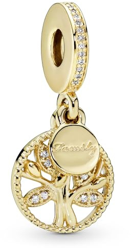 Pandora Icons Charm pendant Arbre de vie en métal plaqué or 14 carats avec zircones cubiques transparentes