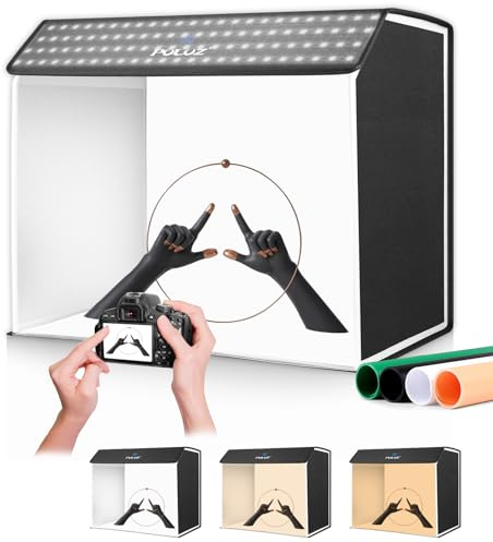 PULUZ Upgrade Caja de Luz para Fotografía 60x40x50cm, Estudio Fotografico con 3 Temperaturas de Color 672 LED 6500K& 4 Fondos de PVC para Fotografía de Joyas