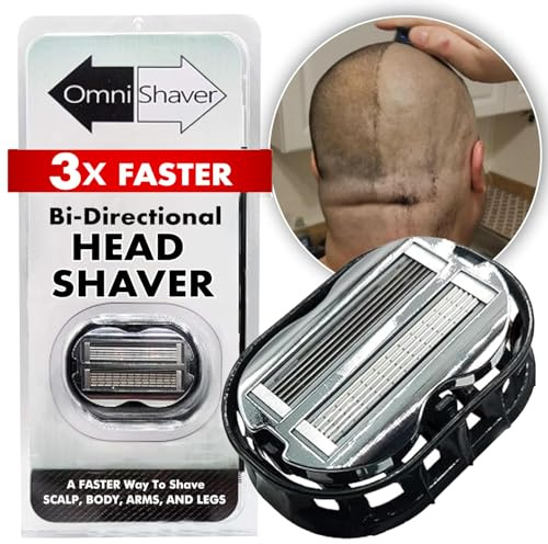 Premium Omnishaver Bi-Directional Shavers for Men & Women | 3x Faster Than Disposable Razors | Smooth, and Safe | Self-Cleaning, Self-Sharpening Razor Blades for Shaving Head, Legs, Arms, Body (Black)