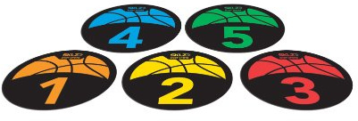 SKLZ Shot Spotz Basketball Training Marker für Positionierung | 5er-Set Hochsicht-Bodenplatten; robust, leicht – für Innen & Außen; leuchtende Farben für schnelle Platzmarkierung