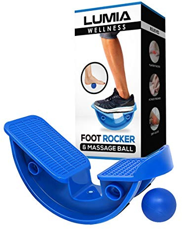 Lumia Wellness Foot Rocker with Massage Ball - Calf Stretcher for Plantar Fasciitis, Achilles Tendonitis, Shin Splints, Heel, Feet Pain Relief - Ankle Wedge Stretches Strained Leg Muscle