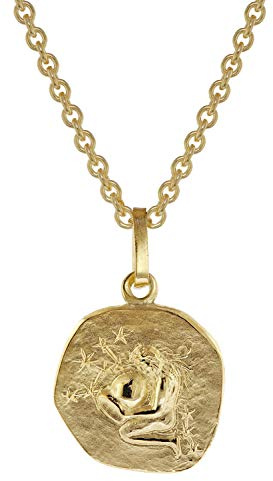 trendor Sternzeichen für Kinder Wassermann Gold 333 Anhänger + Kette | Tierkreiszeichen, liebevoller Halsschmuck für Mädchen und Jungen,
