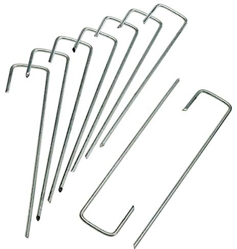 HaGa® 100 Erdanker Metall verzinkt - J-förmige Bodenanker 150mmx30mm Ø3mm - rostfreie Befestigungsanker für Unkrautschutzvliese Rasenschutzgitter Maulwurfnetz
