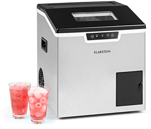 Klarstein Macchina Ghiaccio 3L, Macchina del Ghiaccio Professionale, Fabbricatore Ghiaccio Secco Alimentare fino a 20kg, Ghiaccio a Cubetti e Tritato, Macchina Ghiaccio Casa per Cocktail Autopulente