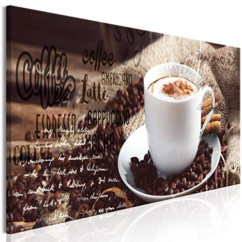 decomonkey Akustikbild Kaffee Küche 120x40 cm 1 Teilig Leinwand Modern Bilder Wandbilder XXL Schallschlucker Schallschutz Akustikdämmung Wandbild Deko Leise Sprüche Tasse