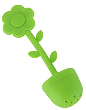 Tee-Ei Blumen-Silikon-Tee-Ei-Sieb für Teetassen, Tassen und Töpfe mit losem Blattgetreide (1 Stück grün)