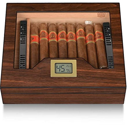 Volenx Umidificatore Sigari, Porta Sigari con Igrometro e Umidificatore, Humidor Sigari Fatta a Mano per 25-35 Sigari, Perfetto Regalo per Uomo (Sigaro Non Incluso)