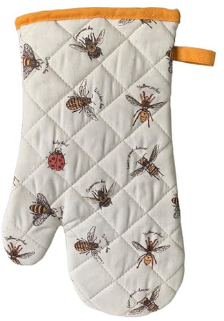SiXsigma Sports Single Oven Gloves Heat Resistant For Cooking - Quick Dry Oven Mitts Kitchen Gloves For BBQ, Cooking, Grilling & Baking For Women & Men (Bumble Bees)