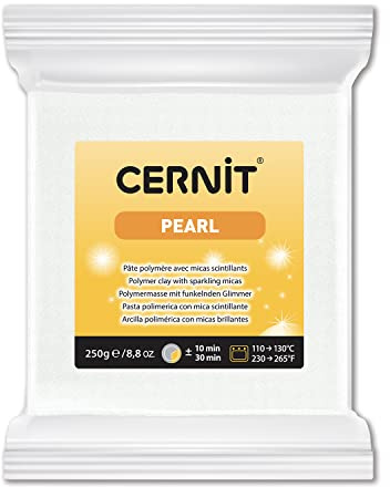 CERNIT CE0860250085C - Block Modelliermasse (Polymer) PEARL, ofenhärtend, sofort gebrauchsfähig, 250g, für DIY, Schmuck, Figuren, für Einsteiger und Hobbykünstler, Perlmutt - Glizer, 1 Stück
