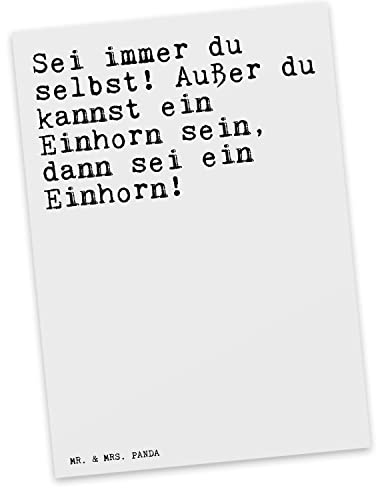 Mr. & Mrs. Panda Postkarte Sei immer du selbst!... - Geschenk, Ansichtskarten, Ansichtskarte, Einhornpups, Postkarten, Spruch Sprüche Weisheiten Zitate Lustig Weisheit Worte, Fotokarte, Einhörner