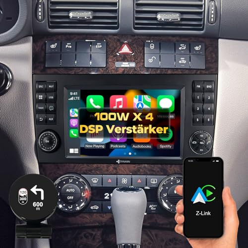 DYNAVIN Android Autoradio Navi für Mercedes C-Klasse W203 CL203; 7 Zoll OEM Radio mit Wireless Carplay und Android Auto | Head-up Display | Inkl. DAB+; D9-MBC Premium Flex