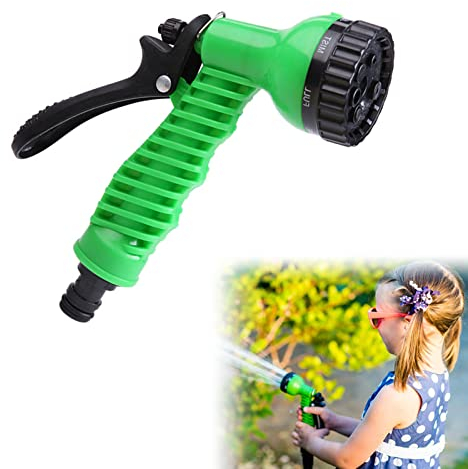 High Pressure Water Gun, Water Pistol for Car Washes, 7 Functions Garden Shower Head, Garden Hose Spray Gun, Garden Sprayer, for Garden Watering, Car Washing, Green, 1 Piece, Kiuiom