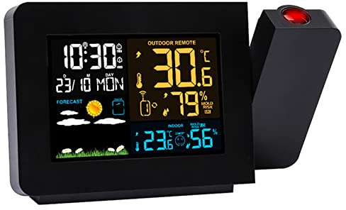 GIZMIT Reloj Despertador con proyector con proyección en el Techo para Dormitorio, Reloj Digital Moderno con Radio, Reloj Digital con retroiluminación Regulable, Negro,US