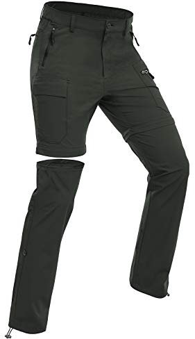 Wespornow Damen-Zip-Off-Wanderhose-Trekkinghose Atmungsaktiv Schnell Trockend Outdoorhose Abnehmbar Funktionshose Stretch Sommer Hosen (Grün, L)