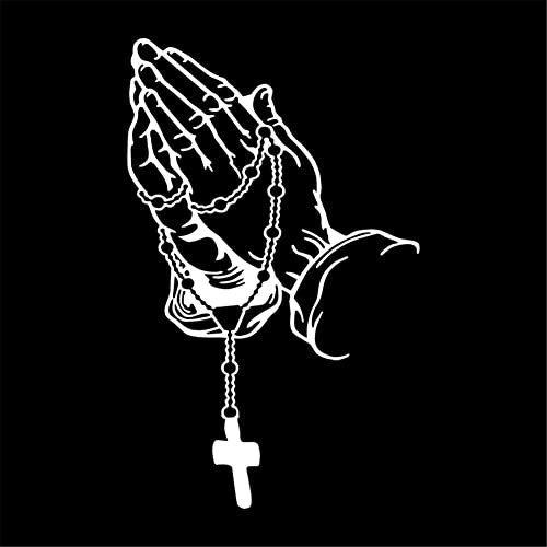 Car Sticker Pearl Rosary God Christ Prayer Gesture Car Sticker Car Tattoos Waterproof Creative Car Reflective Sticker for Motorcycle Car Window