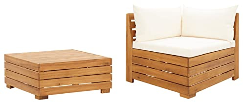Tidyard 2-TLG. Gartensofa Holz Garten Sofagarnitur Gartenmöbel Set Garten-Lounge-Set mit Kissen Ecksofa Lounge Gartengarnitur Sitzgarnitur Sitzgruppe Gartenset Palettenmöbel Massivholz Akazie