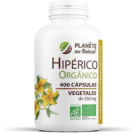 Hierba de San Juan - Hipérico Orgánico - 250 mg - 400 cápsulas vegetales - Planète au Naturel