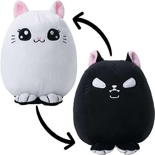 corimori Stimmungskuscheltier, 18cm Katzen Plüschtier zum Wenden, Miso & Mochi, schwarz weiß