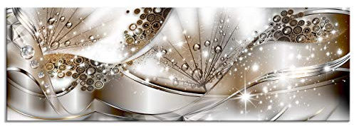 decomonkey - Tableau Acoustique Abstrait 120x40 1 Pièce - Impression sur Toile Décoration Maison Isolation Peinture Image Phonique Déco Bureau Abstraction lueur pissenlit vagues moderne