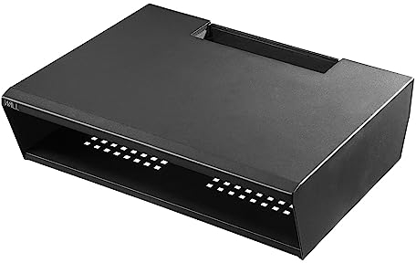 WALL Box Shelf, Regalfach für TV Ständer V2/V2 CASTER/V3/V5, 2 Ebene, freie Positionierung, thermischer Belüftung, Perfekt für Videospielkonsole, DVD/Blu-ray Player, DVR, Receiver - Satin Schwarz