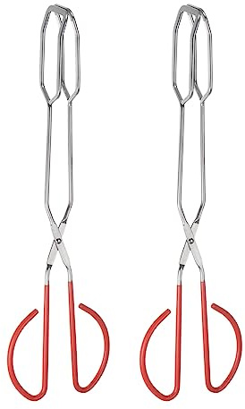 sourcing map 2pcs Stainless Steel Scissor Tongs 16 Inch Barbecue Grilling Tongs with PVC Handles for Cooking Barbecue Bread Pliers