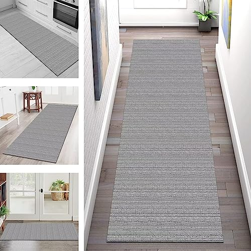 Teppich Läufer Flur Küche rutschfest waschbar Küchenläufer Korridor Tepiche Lang 50X250CM Grau Schwarz Weiß Teppichläufer Meterware Kücheteppich Schlafzimmer Wohnzimmer Flurmatte Breit 40-120cm