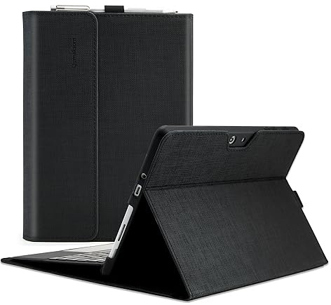 Qymaksom Hülle für Surface Go 4 (2023)/Surface Go 3 (2021)/ Surface Go 2 2020 / Surface Go 2018, Schutzhülle Surface Go 3 Tasche mit Multi-Winkel, kompatibles Tastatur-Cover mit Stifthalter Schwarz