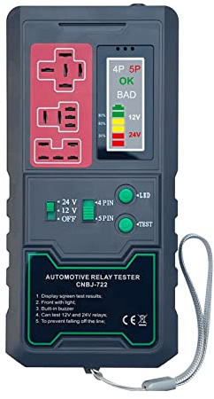 Duisger Probador de relé electrónico automotriz de 12V y 24V, comprobador de batería de Coche, luz indicadora LED, probador de relé de Coche, Herramientas de diagnóstico automático