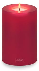 Qult Farluce Trend Magenta Red ∅ 8 + 10 cm • Teelichthalter in Kerzenform • Kerze • Kunststoffkerze in Kerzenoptik • Teelichtkerze mit Teelichteinsatz • inkl. Qult Nightlights Teelicht (Ø 8 H 12 cm)